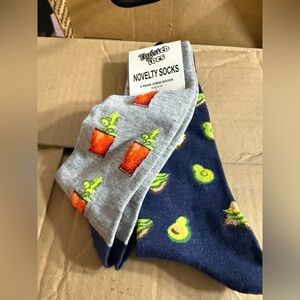 Twisted Tows Novelty Socks with Avocado and Plant Designs. 2 pair